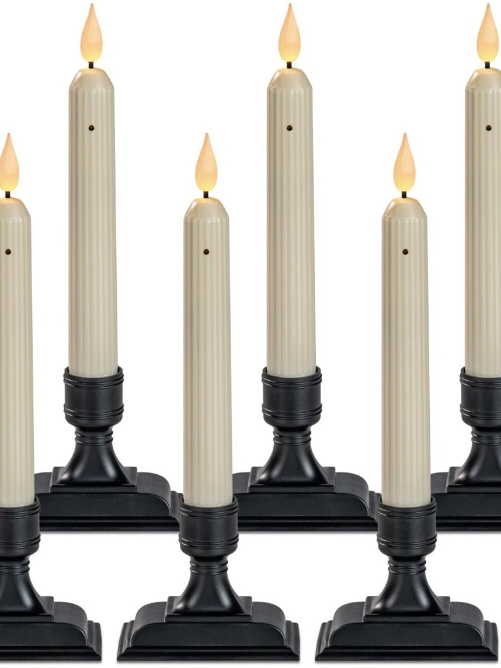 6 Pcs Window Candles with Sensor Dusk to Dawn, Ivory Electric Window Candle Flic